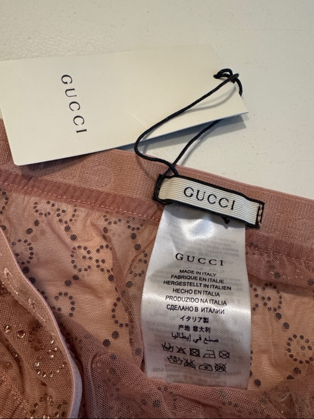 Gucci tulle Nude Blush Crystal panty Lingerie medium - Picture 2 of 5